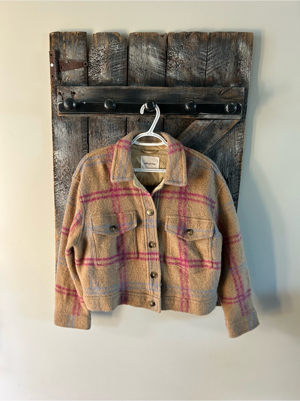 Women's Wilfred Free Plaid Sherpa-Lined Jacket - Tan & Pink